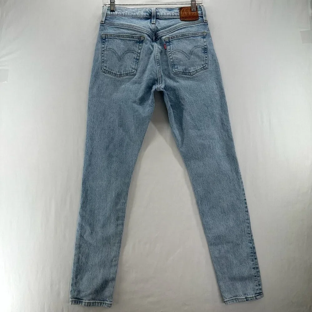 Levis 501 Skinny Jeans Women W28 L32 High-Rise Low Stretch Denim Light Wash Blue - Picture 2 of 15